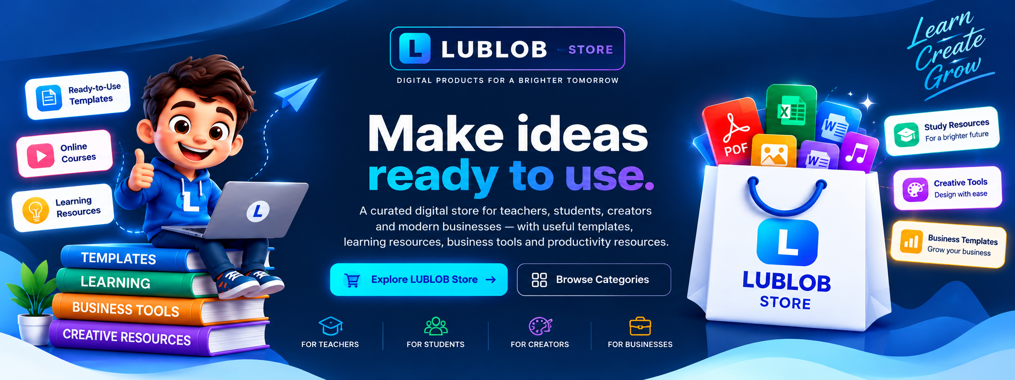 LUBLOB Store — ready-to-use digital templates, learning resources, business tools and productivity resources