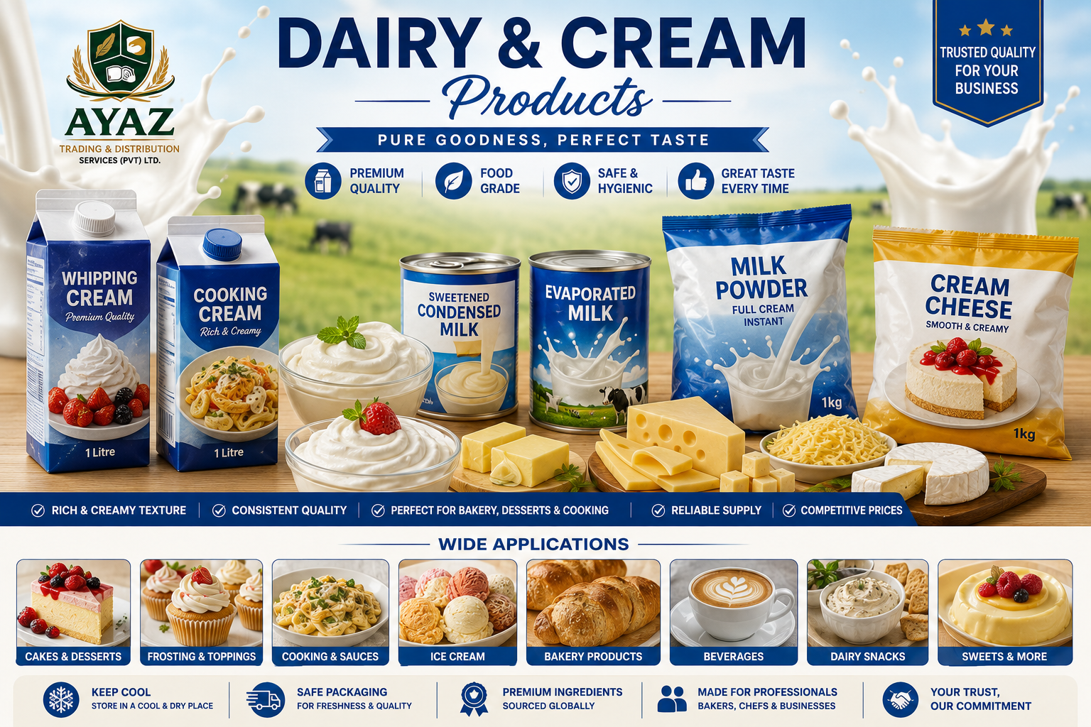 Dairy & Cream Products - Bakery & Food Ingredients supplier in Swat